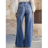 GETADME Fashion Casual Washed Wide Leg Jeans for Woman Y2k Clothes Stretchy Comfort Vintage Denim Trousers Fashion Casual