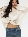 GETADME Wolfeel Women Oversized Sweater Summer Autumn Casual Fashion Loose Women Pullovers Chic White Jumper Sueter Mujer pull femme