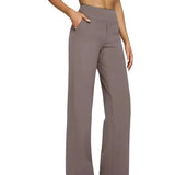 GETADME Casual Loose Straight Leg Pants Women's Summer New Arrival 2025 Pocket Detail Comfortable Fit Long Trousers Fashionable