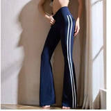 GETADME Fake 2 Pieces Women's Yoga Pants Elastic Boot Cut Lady's Sportswear Chic Shirring Long Trousers High Waist Slim Gym Flare Pant