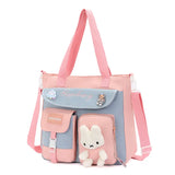 GETADME Tote Bag, Student Carrying Book Bag, Female Large Capacity Junior High School Student Tutoring Bag, Crossbody Backpack