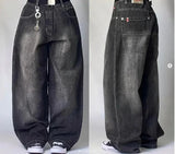 GETADME American Fashion Hip Hop Joker Oversized Jeans Women Street Y2K New Clearance Spot Hot Mopping Wide-leg Pants Unisex Loose Jeans
