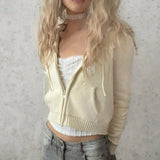 Getadme -Y2K Zip Up Women's Cardigan Coquette Crop Knitwear Korean Style Hooded Japanese Fashion Sweater Autumn Gyaru Aesthetic
