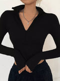 T-shirt décontracté uni pour femme, manches longues, col roulé, crop top, style sexy et simple, idéal pour les soirées et les clubs, collection printemps-été 2022.
