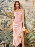 GETADME Elegant Dusty Blue Long Prom Dresses For Women 2025 Sexy Side Slit Satin Evening Party Cocktail Gowns Maxi Vestidos De Gala