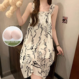 GETADME Summer Ladies Nightgown Halter Nightgown Nightgown Women Summer Vest Nightgown with Bra Pads Can Be Worn Outside Home Wear