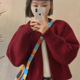 GETADME Women Short Sweater Jacket Women Zipper Cropped Cardigan Spring Autumn Loose Casual Knitwear Coat Long Sleeve Female Outerwear