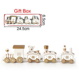 GETADME Christmas Wood Train Decoration,Christmas Ornaments With Moving Train,Home Noel,Happy New Year 2025 Gifts