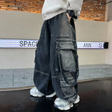 GETADME Korean Boys' Jeans Version Of Boys Street Dance Jeans Wide Leg Pants Street Dance Pants Kid Jeans Denim Cargo Pants