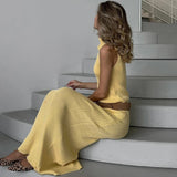 GETADME Tuularose Elegant Long Skirt Two-piece Set Women's Sleeveless Knitted Turtleneck Vest Slim Skirt Set 2025 New Fashion Skirt Set