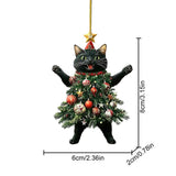 GETADME Christmas Cat Pendant Halloween Cartoon Animal Christmas 2D Acrylic Xmas Tree Ornaments 2025 New Year Home Decor