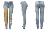 GETADME Women Jeans Pencil Pants Denim Sexy Big Holes Chain Washing Slim Pockets Streetwear Spring 2025 Slight Strech Solid Color