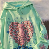 Getadme Y2K Pink Skeleton Hoodies Women Autumn Streetwear pullover Goth  Sweatshirts Harajuku Grunge Oversized Winter Hoodies Female