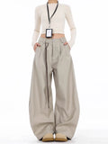 GETADME High Waist Women Suit Pants Straight Office Ladies Korean Fashion Trousers Casual Button Loose Female Black Pants New 2025