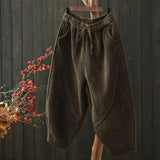 GETADME Autumn Winter Female Loose Thicken Pant Ladies High Waist Corduroy Trousers Women Large Size 4XL Casual Carrot Pantalons
