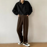 GETADME Brown Black Suit Pants Men Slim Fit Fashion Social Mens Dress Pants Korean Casual Straight Pants Mens Office Formal Trousers