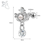 GETADME ZS 1 Piece 20G Cute Heart Stud Earring For Children Women Pink CZ Crystal Earrings Ear Cartilage Helix Conch Piercing Jewelry