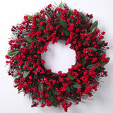 GETADME YeeNanee Christmas Decoration Wreaths for Front Door Handmade Cypress Leaf Red Berry Pine Wreath Xmas Home Wall Window Decor