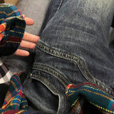 GETADME Y2K Spicy Girl Dark Series Wide Leg Jeans Women's New High Street Splicing Loose High Waist Slimming Flare  Pants