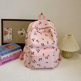 GETADME Corduroy Backpack Cherry Pattern Women Travel Daypack Adjustable Strap Laptop Backpack Zipper for Work Shopping School