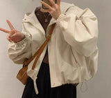 GETADME New 2025 Hooded Jacket Short Style Casual Windbreaker Versatile Loose Outerwear for Small Figures Spring Season Fashion