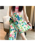 GETADME Women New Summer Pants Beach Vacation Wide Leg Pants Multi Color Printed Trends Pants