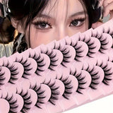 GETADME 10 Pairs Deluxe C Curl False Eyelashes - Multi-Length Manga & Cosplay Lashes Set,Natural-to-Bold Fake Lashes Pair