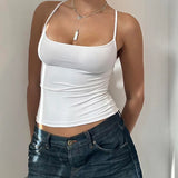 GETADME Summer Casual Sleeveless Spaghetti Strap Top Women Harajuku All-match Cropped Tops y2k Vintage Clothing