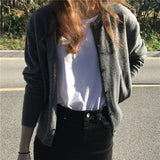 GETADME 2025 Hauts à manches longues style vintage Y2K, cardigan coréen en maille, pull polyvalent à col rond et coupe amincissante, idéal pour l'automne et l'hiver.