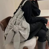 GETADME Women Bag Nylon High-Capacity Fashion Casual Backpack Bow Drawstring Shoulder Bag Handbag All-match