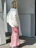 GETADME 2025 New Pink Midi Skirts Women Fashion Elastic Waist Black Skirt Autumn Casual High Waist Satin Long Skirt Women's Chic Skirts