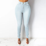 GETADME High Waist Denim Long Jean Casual Vintage Solid Skinny Youthful Women Office Lady Trouser Pencil Pants Fashion Trend Clothes New