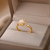 Bague anti-stress Getadme pour femme, pendentif soleil en acier inoxydable, anneau anti-stress rotatif, bijou tendance, cadeau d'anniversaire
