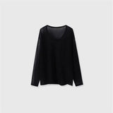 GETADME Sexy Sheer Baggy T-shirt for Women 2026 Summer Casual Fashion Loose Pullovers Chic Lazy Solid Color Off Shoulder Top Streetwear