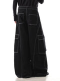 GETADME 2025 Cyber Y2K Streetwear Black Baggy Women's Cargo Jeans Pants For Woman Clothing Wide Leg Gothic Punk Loose Fit Denim Trousers