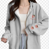 GETADME 2025 New Strawberry Print Zipper Hooded Jacket Spring And Autumn Thin Collection Fashion Trends Versatile Casual Lazy Wind