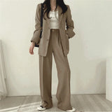 GETADME Fashion 2025 Spring and Autumn Small Suit Retro jacket slim 2-piece Set For Women Korean Style Casual Top and Pants Suit