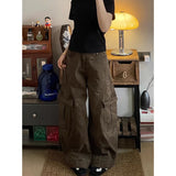 GETADME American Vintage 2000s Style High Waist Brown Jeans Pants 2025 Summer Women's Baggy Y2K Wide Leg Denim Trouser Female Clothes