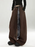 GETADME 2025 Japanese Y2K Style Vintage Brown Patchwork Baggy Women's Jeans Pants Wide Leg Woman Clothing Casual Cotton Long Trousers