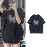Getadme-Aesthetics Art Butterfly Print Women's Plus Size T-shirt Street Fashion Trendy Cool Design Tops 2024 New Y2k Handsome Lady Tees