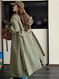 Trench-coat décontracté pour femme, couleur unie, col croisé, coupe ample, long, coupe-vent, collection printemps 2024, référence 2R6015
