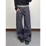 GETADME Men's Jeans Man Pants Loose Fit Black Wide Leg High Street Denim Relaxed Straight Casual Spring Slouchy Trousers