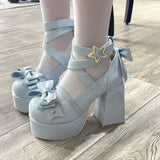 Getadme New Sweet Vintage Mary Janes Shoes Women Star Buckle Lolita Kawaii Platform Shoes Female Bow-knot Cute Designer Shoes