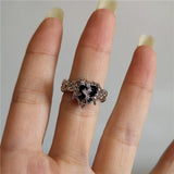GETADME Vintage Goth Thorny Rose Couple Rings For Men Women Charm Irregularity Opening Stainless Steel Punk Finger Ring Jewelry Y2k Gift