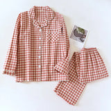 GETADME 2026 New Spring/Summer Couple Set 100% Cotton Striped Long Sleeve Two Piece Set Men's and Women's Cardigan Home Clothes