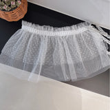 GETADME Y2K Mini Skirts Women Harajuku Aesthetic White Tulle Bandage Skirt Japanese Vintage Lolita Lace Trim Miniskirt Matching Pants