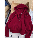 GETADME 한국 스타일 짧은 후드 재킷 여성용 달콤한 흰색 느슨한 얇은 상의 모든 종류의 옷에 매치 초가을 패션