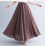 Robe longue en coton et lin Mori Girl, 28 couleurs, taille élastique, coupe trapèze, style ethnique, couleur unie, pour femme.