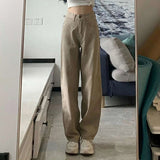 GETADME High Waist Wide Leg Jeans Ins Retro Loose Straight Mopping Pants