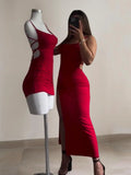 GETADME 2025 explosive new dress summer high sensibility halter strap Spice Girl bag hip dress